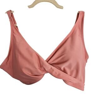Kindred Bravely Crossover Nursing Bra Maternity Bikini Top Size L Shell Pink NWT